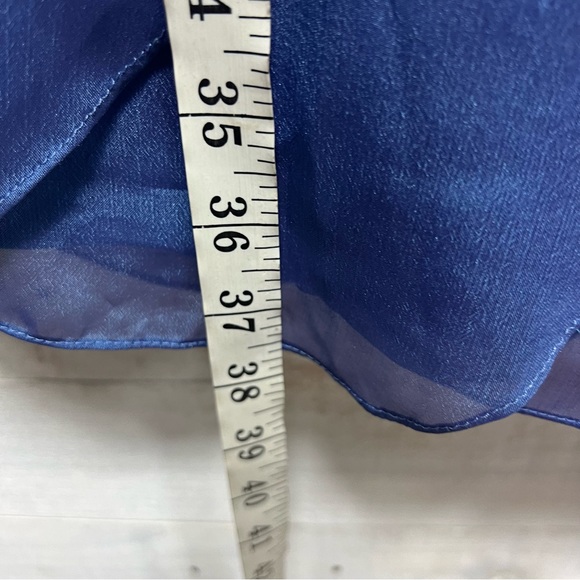 Adrianna Papell Dress Womens 8P Blue Tiered Layered Sleeveless V Neck Cocktail - Picture 13 of 13